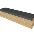 Modern Wooden Sofa Bench With Dark Cushion And Storage Drawers