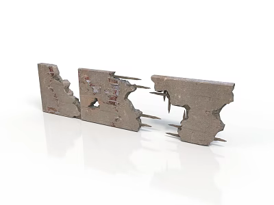 Rough Textured Damaged Concrete Scene Components With Cracked Surfaces and Holes 3d model