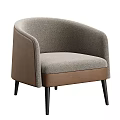 Modern Single Seater Sofa With Gray and Brown Fabric Armrest and Black Slim Legs Design