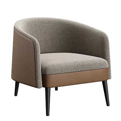 Modern Single Seater Sofa With Gray and Brown Fabric Armrest and Black Slim Legs Design 3d model