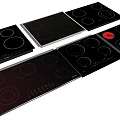 Various Modern Electric Cooktops Kitchen Appliances With Black Glass Panels