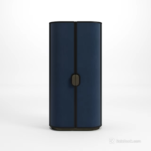 Stylish Blue Modern Wine Cabinet With Smooth Surface And Metallic Handle 3d model