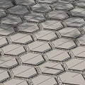 Hexagonal Gray Stone Pavers With Pebble Filling Outdoor Ground Pattern Design 3d model