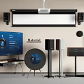 Audio Combination Vertical Audio Record Player Mobile TV Projection Curtain 3d model