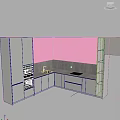 Modern Kitchen Interior With White Vertical Panel Cabinets And Black Countertop