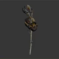Natural Dried Plant Branch With Textured Cracked Seed Pods On Dark Background