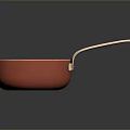 Copper Kitchen Pan With White Handle And Shiny Cooking Surface 3d model