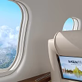 Airliner Cabin Interior With Windows Luxury Seat And Screen