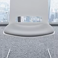 Modern White Leisure Chair With Sleek Metal Frame And City View