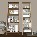 Bathroom Accessories Storage With Wooden Shelves Towels Jars And Containers Organizer