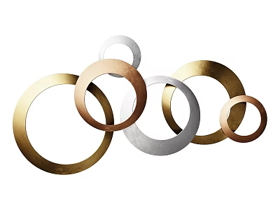 Decorative Wall Hanging With Gold Silver Copper Circular Rings For Modern Home Decor 3d model