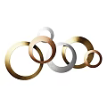 Decorative Wall Hanging With Gold Silver Copper Circular Rings For Modern Home Decor