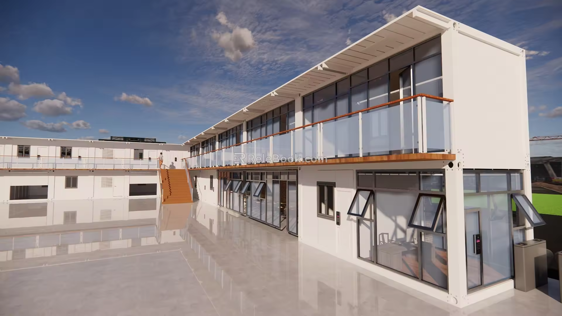 Modern dormitory building rescue team office residence dormitory equipment room with internal structure decoration layout container building mobile residence container worker dormitory office 3d model