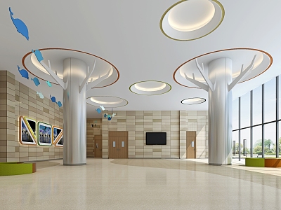 Modern Hall School Entrance Foyer model