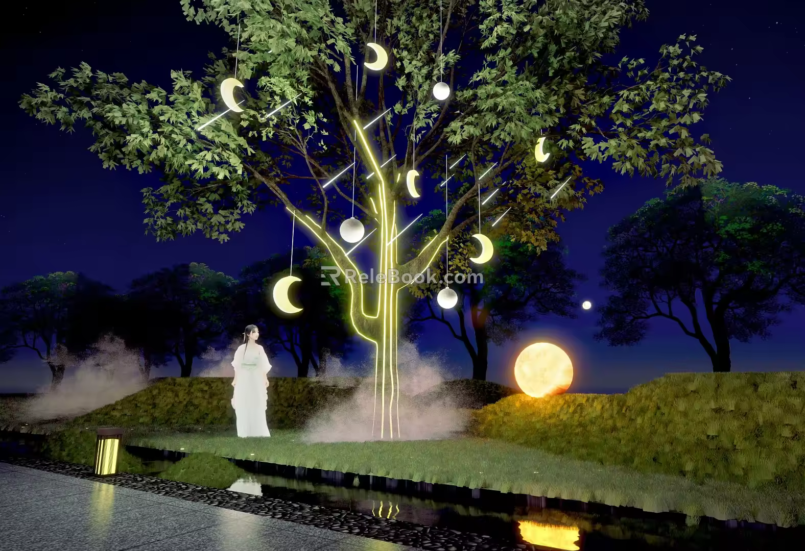 Modern landscape lights landscape tree lights atmosphere lights linear lights star lights micro terrain hanging tree lights luminous tree neon lights 3d model