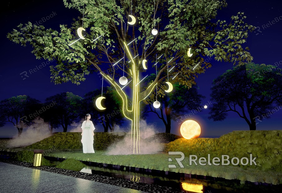 Modern landscape lights landscape tree lights atmosphere lights linear lights star lights micro terrain hanging tree lights luminous tree neon lights model