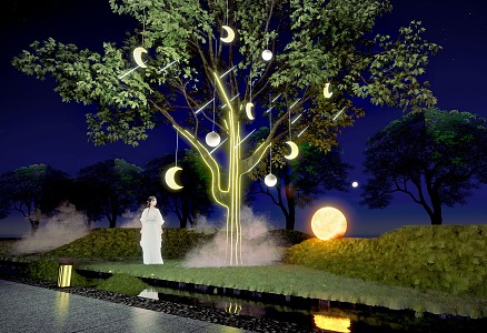 Modern landscape lights landscape tree lights atmosphere lights linear lights star lights micro terrain hanging tree lights luminous tree neon lights 3d model