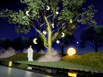 Modern landscape lights landscape tree lights atmosphere lights linear lights star lights micro terrain hanging tree lights luminous tree neon lights 3d model