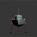 Gray Warship Model With Red Supports And Number 111 On Gray Hull