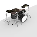 Black Complete Drum Set with Cymbals and Stands Musical Instrument