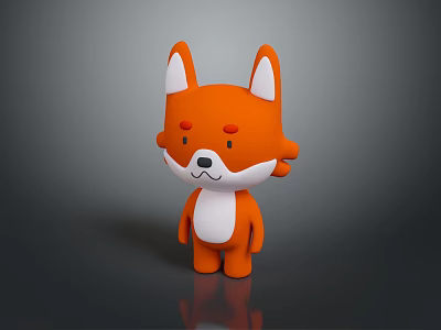 Cute Orange Cartoon Fox Game Character With White Belly And Red Cheeks 3d model