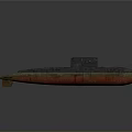 Military Submarine Watercraft Design With Gray Hull Orange Bottom And Conning Tower