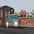 Container Style Boutique Homestay Architecture With Open Wooden Structure And Outdoor Palm Tree Terrace