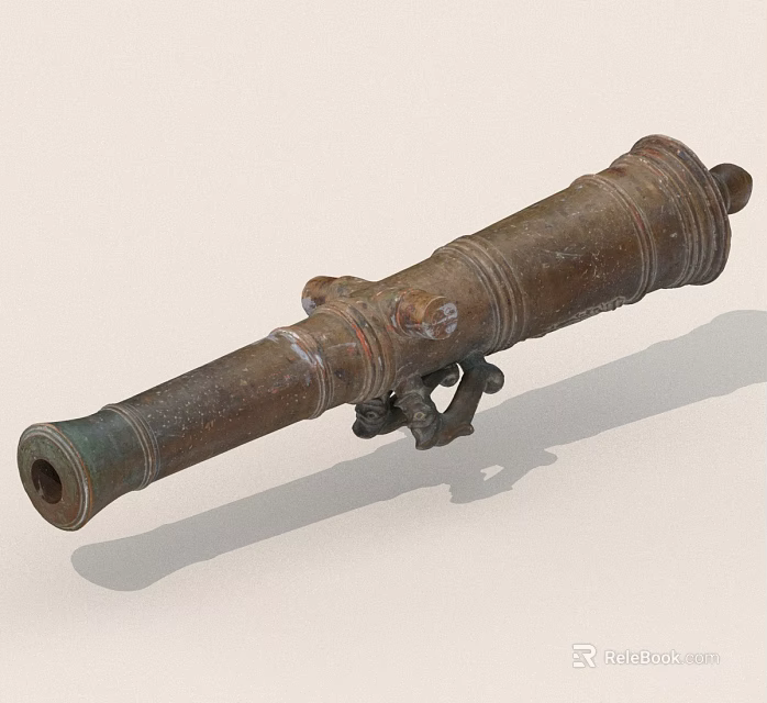Antique Bronze Cannon With Rustic Surface Texture And Historical Military Design 3d model 