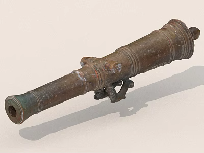 Antique Bronze Cannon With Rustic Surface Texture And Historical Military Design 3d model