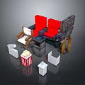 Comfortable Red Single Chair For Home Theater With Popcorn Holder And Cup Holders