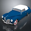 Blue Vintage Car With White Convertible Top Red Rimmed Wheels And Classic Design