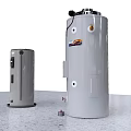 Two Standing Cylindrical Household Water Heaters For Home Hot Water Supply