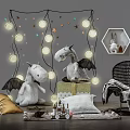 Plush Toys Kids Room Arrangement With Star String Lights Gift Box And Wall Art