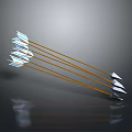 Brown Shafts Silver Arrowheads Weapons with Reflective Surfaces Arranged on Dark Background