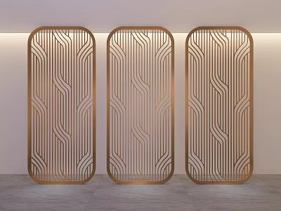 Boutique With Golden Wavy Line Design Screens And Modern Elegant Interior Style 3d model