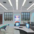 Traffic Police Case Management Command Room Modern Interior With Computers Large Screens And Office Desks