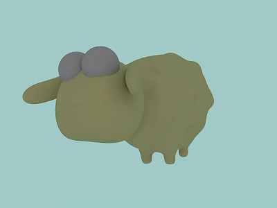 Cute Cartoon Sheep Doll with Gray Ears and Eyes Light Green Body Adorable Design 3d model