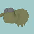 Cute Cartoon Sheep Doll with Gray Ears and Eyes Light Green Body Adorable Design