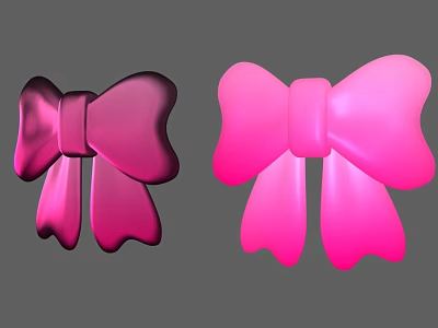 Decorative Ornament Set With Shiny Bowknot Designs In Dark Pink And Bright Pink Tones 3d model
