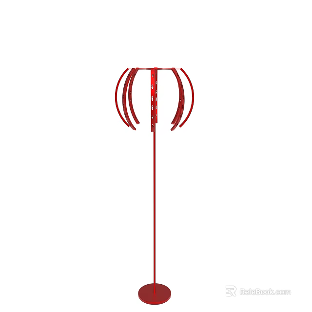 Red Modern Decorative Metal Piece With Twisted Curves And Long Stem 3d model 