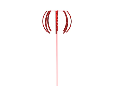 Red Modern Decorative Metal Piece With Twisted Curves And Long Stem 3d model