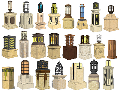 European lawn lantern model