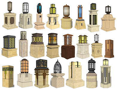 European lawn lantern 3d model