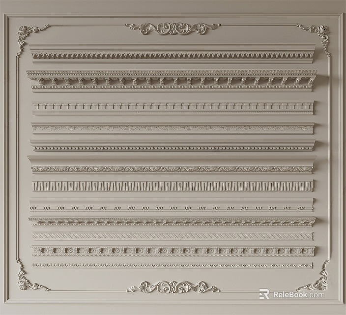 Various Styles Of Decorative Gypsum Moldings For Ceiling And Wall Interior Design 3d model 