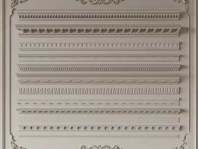 Various Styles Of Decorative Gypsum Moldings For Ceiling And Wall Interior Design 3d model