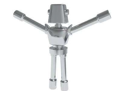 Silver Metallic Robot Figure With Extended Arms And Legs Design 3d model