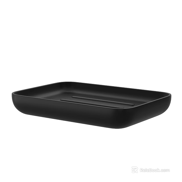 Stylish Black Rectangular Tray With Rounded Edges For Home Daily Use And Decoration 3d model 