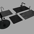 Black Kitchen Sinks With Various Designs Single Double Bowl And Faucets 3d model