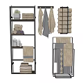 Stylish Bathroom Accessories With Towel Racks Folded Towels Hanging Towels And Storage Shelves