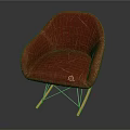 Modern Red Velvet Single Sofa Armchair With Curved Design And Wooden Legs